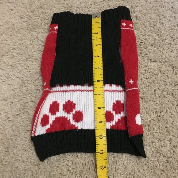 Black Quilted 'Fetch' Dog Hoodie + Doggy Paw Knit Sweater - Picture 6 of 13